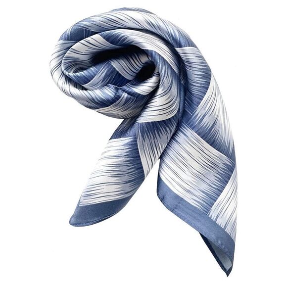 Blue Pattern Mulberry Silk Neck Scarf - Picture 3 of 4